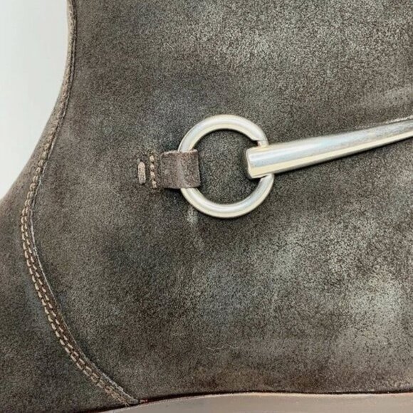 GUCCI Knee High Riding Boots US 9.5 Brown Suede Horsebit Low Block Heel EU 39.5 - Picture 4 of 12